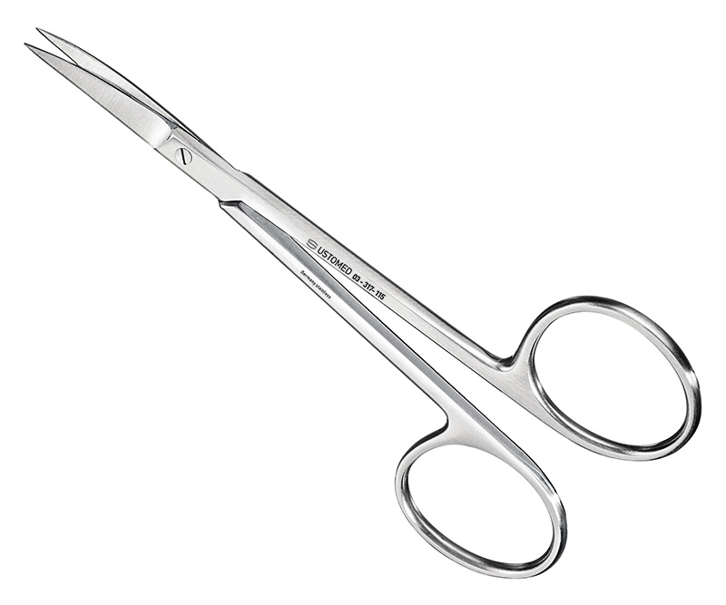 Nahtschere/Zahnfleischschere, 11,5cm, gebogen, große Ringe