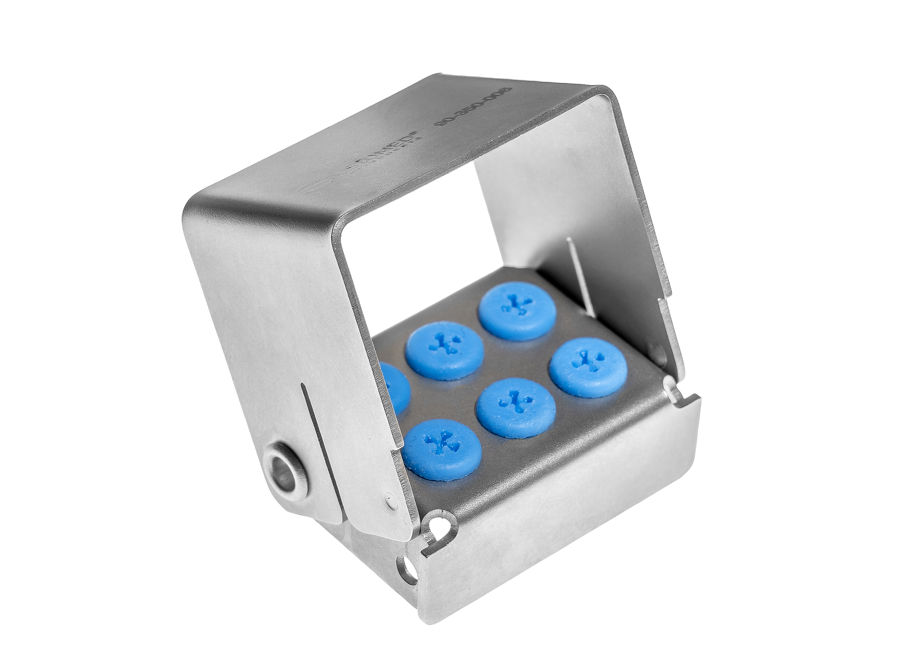 Bohrerständer – für 6 Instrumente, inkl. 6 Silikon-Plugs blau – kompakt organisiert