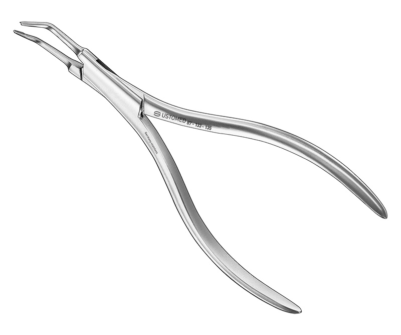 Nervnadelzange, 13,5 cm, abgewinkelt., grazil