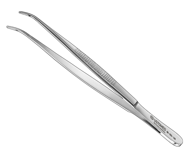 Anatomische Pinzette, 14, 5 cm, gebogen, fein