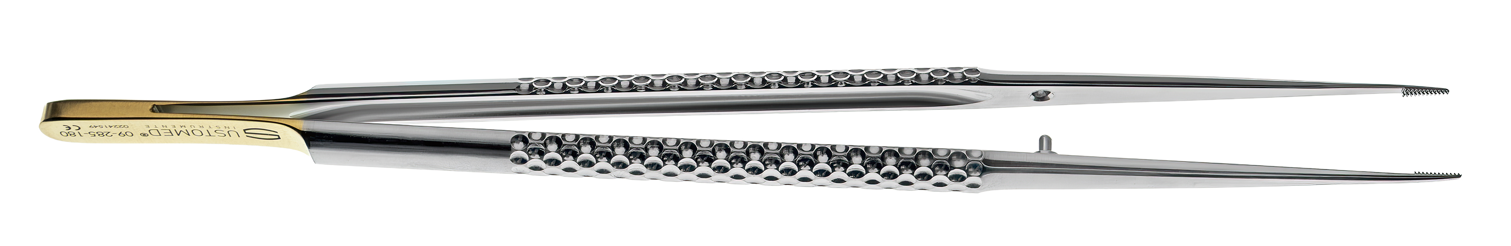 Micro-Pinzette, Cooley-Zahnung, 18cm, gerade, Rundgriff