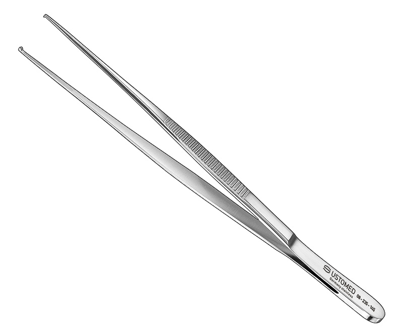 Chirurgische Pinzette, 14, 5 cm, gerade, 1×2 Zähne, delikat