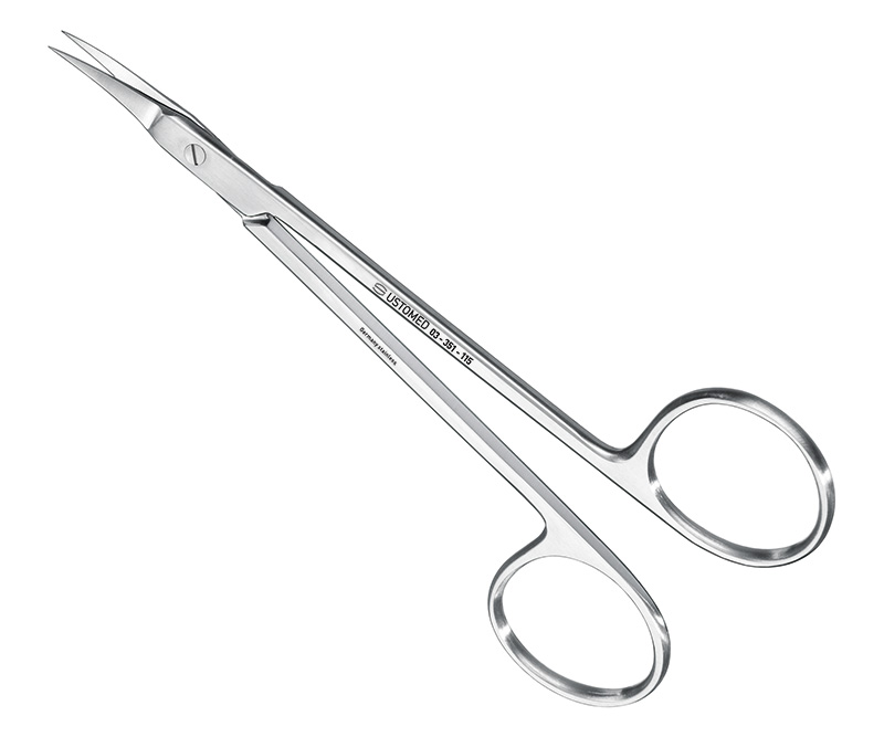 Nahtschere/Zahnfleischschere, 11,5cm, feine Spitzen gebogen