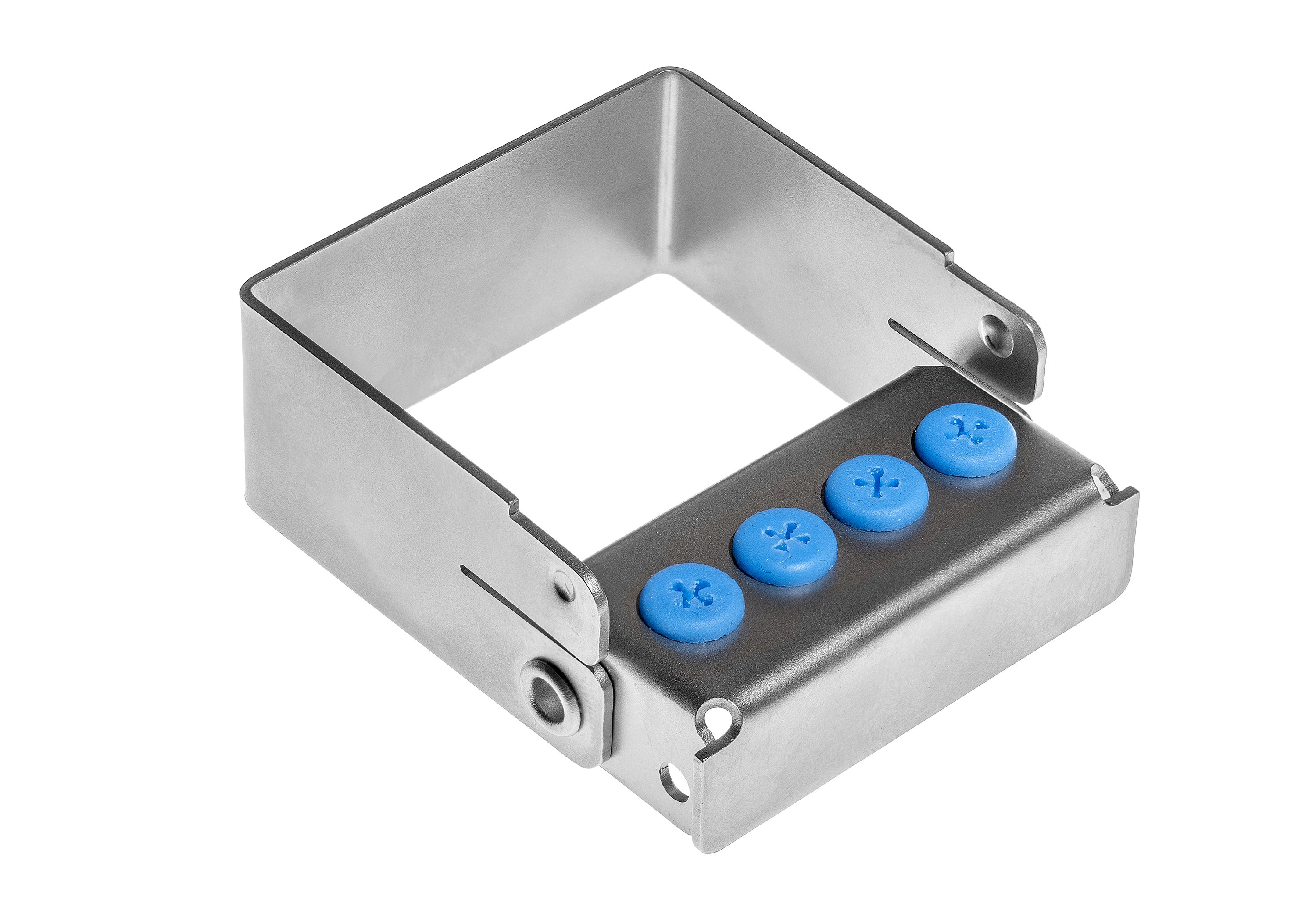 Bohrerständer für 4 Instrumente – mit 4 Silikonplugs blau – Instrumentenorganisation – kompakt und stabil