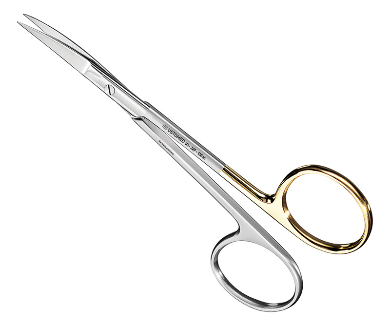 Nahtschere/Zahnfleischschere, 13 cm, gebogen Schneide super-cut Schliff