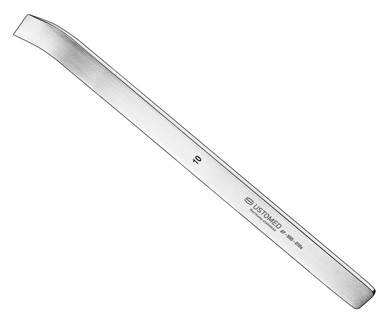 MINI-LAMBOTTE, Osteotom, 13 cm, 10 mm, gebogen jedoch mit Skalierung