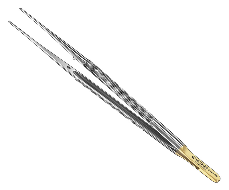 DE BAKEY, Micro-Pinzette, 18 cm, gerade, atraumatische Zähnchen, Maulbreite 1, 2 mm, Rundgriff
