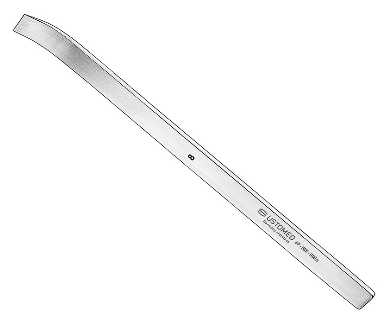 MINI-LAMBOTTE, Osteotom, 13 cm, 8 mm, gebogen jedoch mit Skalierung