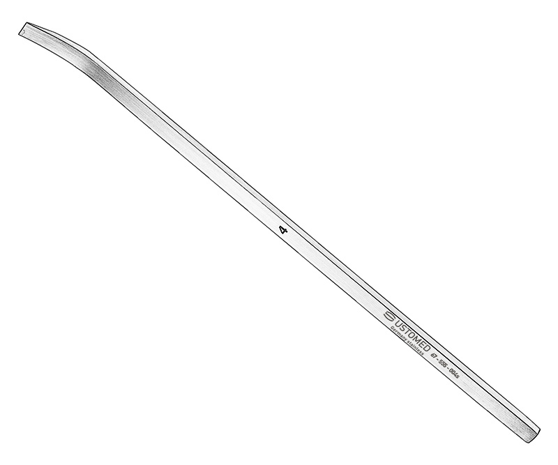 MINI-LAMBOTTE, Osteotom, 13 cm, 4 mm, gebogen jedoch mit Skalierung
