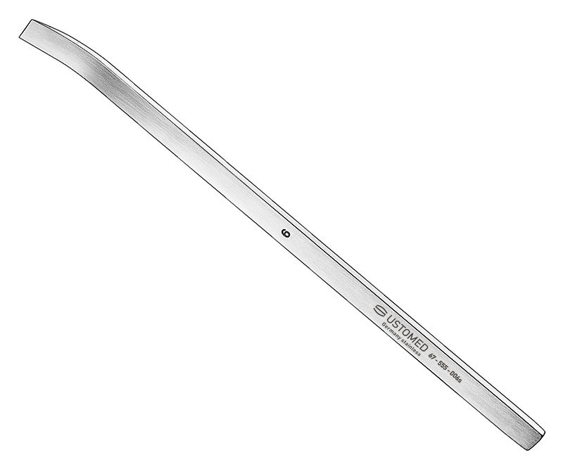 MINI-LAMBOTTE, Osteotom, 13 cm, 6 mm, gebogen jedoch mit Skalierung